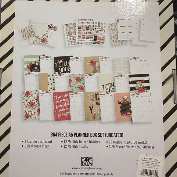 carpe diem buffalo plaid A5 boxed planner set undated hello today NEW - Picture 5 of 7